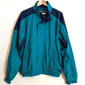 Vintage 90’s Sierra Sport Windbreaker Teal Navy Jacket Unisex Men’s Size Large